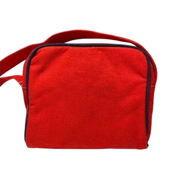 NWT 80s Vintage Sears Canvas Shoulder Bag Red Blue Colorblock - Picture 3 of 7